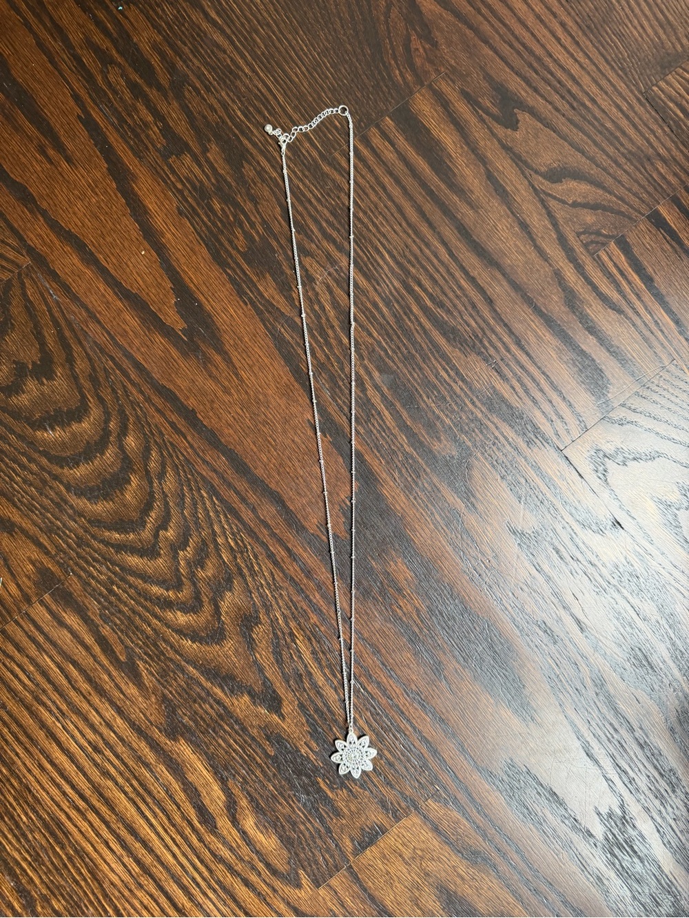Lauren Conrad Silver Tone Chain And Rhinestone Flower Pendant